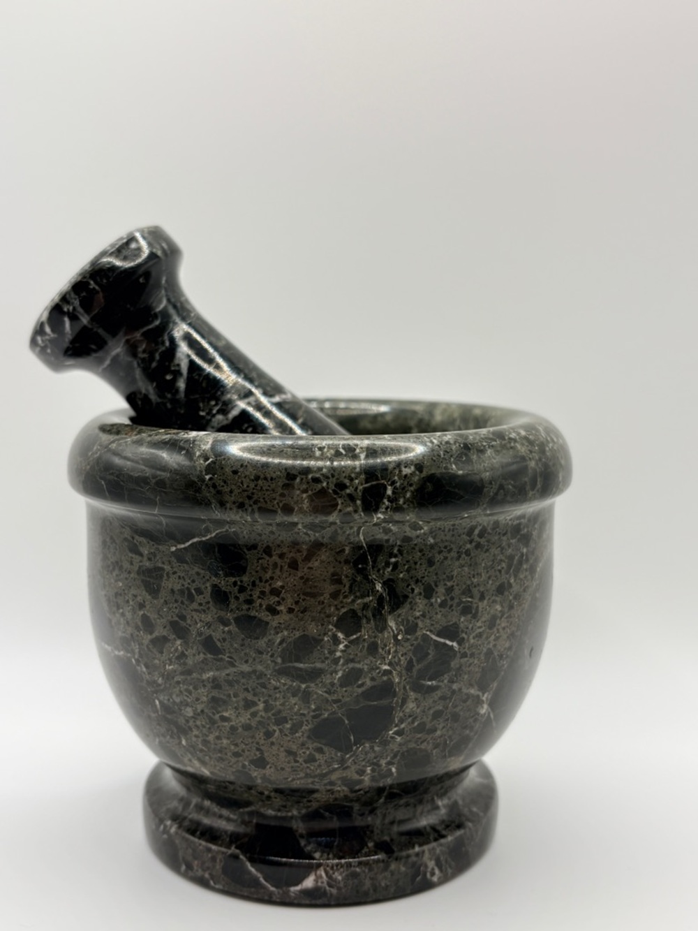 Black Onyx Mortar & Pestle Set 🖤 Heavy Solid Stone Grinder Kitchen Decor - Picture 3 of 3